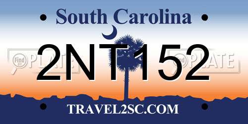 2NT152 South Carolina License Plate