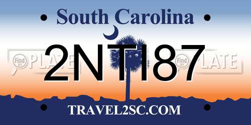 2NTI87 South Carolina License Plate