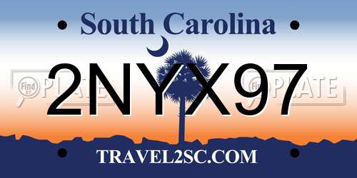 2NYX97 South Carolina License Plate