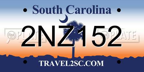 2NZ152 South Carolina License Plate