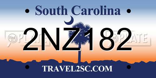 2NZ182 South Carolina License Plate