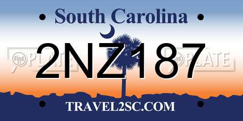 2NZ187 South Carolina License Plate