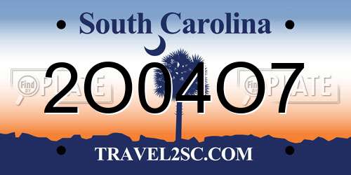 2O04O7 South Carolina License Plate