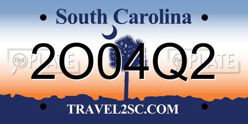 2O04Q2 South Carolina License Plate