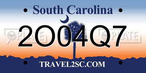 2O04Q7 South Carolina License Plate