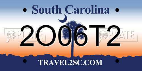 2O06T2 South Carolina License Plate