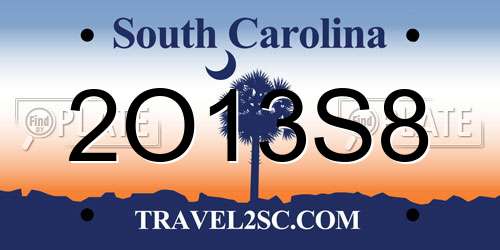 2O13S8 South Carolina License Plate