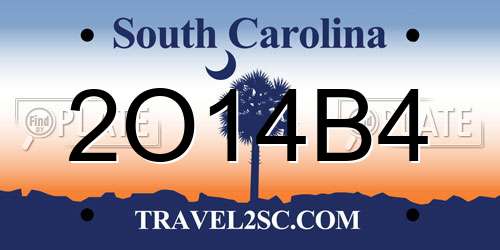 2O14B4 South Carolina License Plate