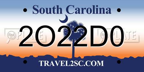 2O22D0 South Carolina License Plate