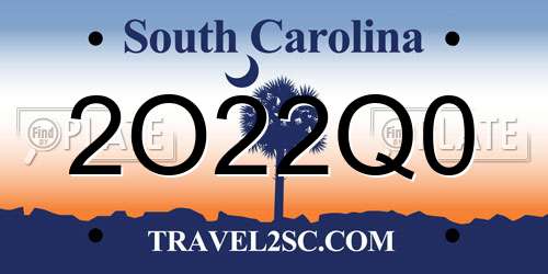 2O22Q0 South Carolina License Plate