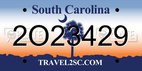 2O23429 South Carolina License Plate