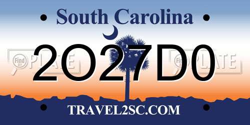 2O27D0 South Carolina License Plate