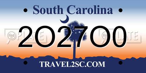 2O27O0 South Carolina License Plate