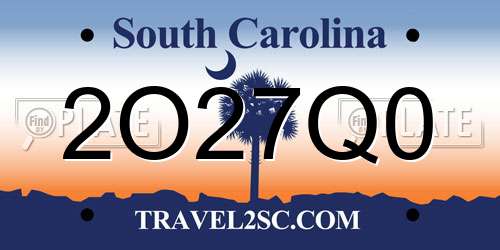 2O27Q0 South Carolina License Plate