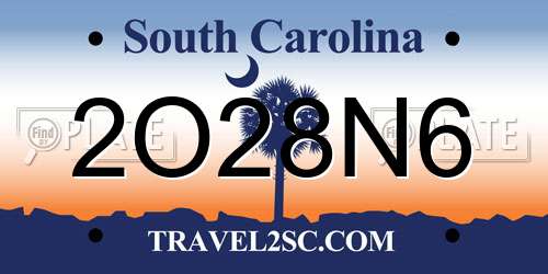 2O28N6 South Carolina License Plate