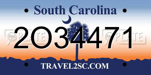 2O34471 South Carolina License Plate