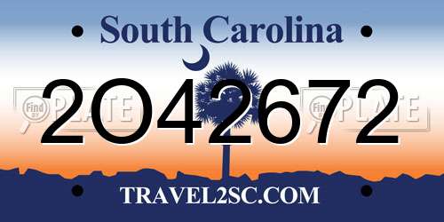 2O42672 South Carolina License Plate