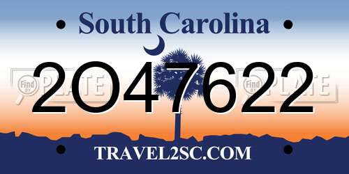 2O47622 South Carolina License Plate