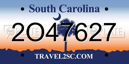 2O47627 South Carolina License Plate