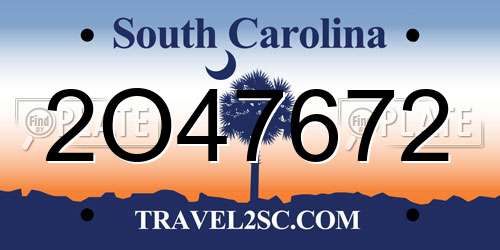 2O47672 South Carolina License Plate