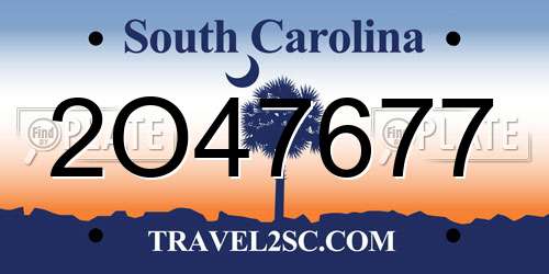 2O47677 South Carolina License Plate