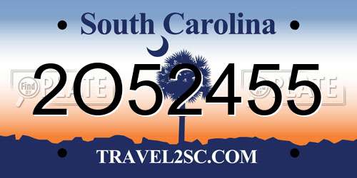 2O52455 South Carolina License Plate