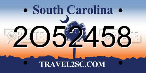 2O52458 South Carolina License Plate