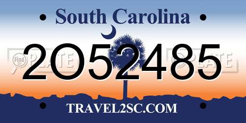 2O52485 South Carolina License Plate