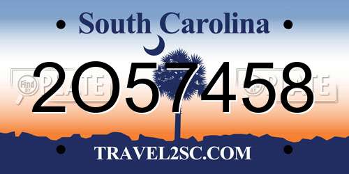 2O57458 South Carolina License Plate