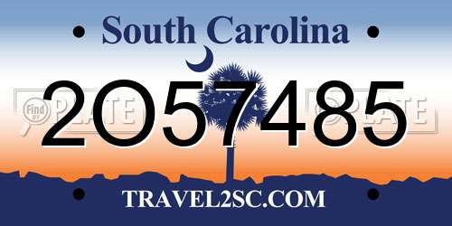 2O57485 South Carolina License Plate