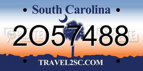 2O57488 South Carolina License Plate