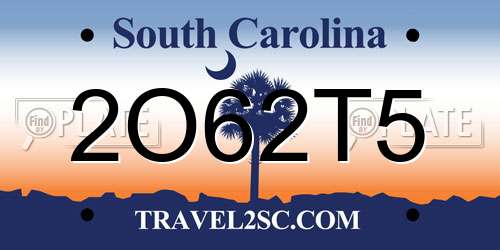 2O62T5 South Carolina License Plate