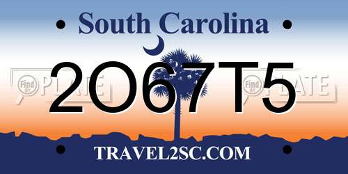 2O67T5 South Carolina License Plate