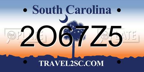 2O67Z5 South Carolina License Plate