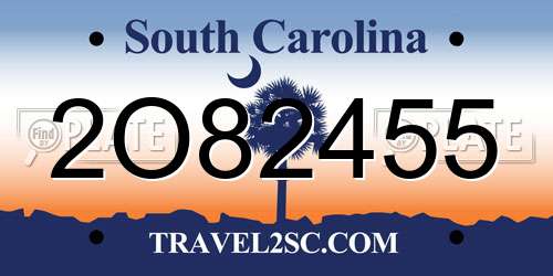 2O82455 South Carolina License Plate