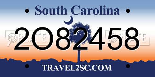 2O82458 South Carolina License Plate
