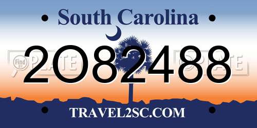 2O82488 South Carolina License Plate