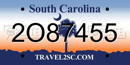 2O87455 South Carolina License Plate