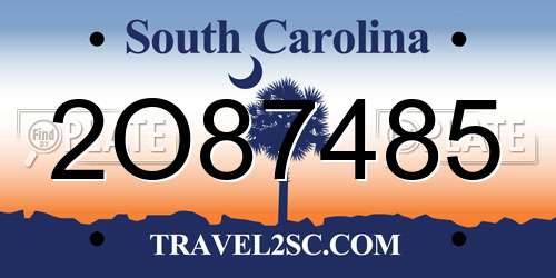 2O87485 South Carolina License Plate