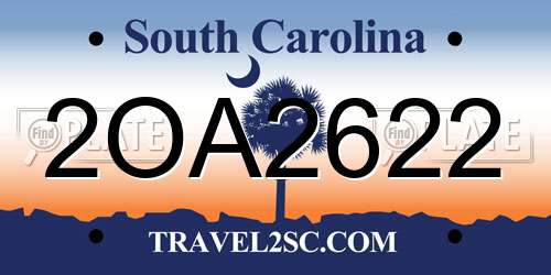 2OA2622 South Carolina License Plate