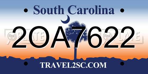 2OA7622 South Carolina License Plate