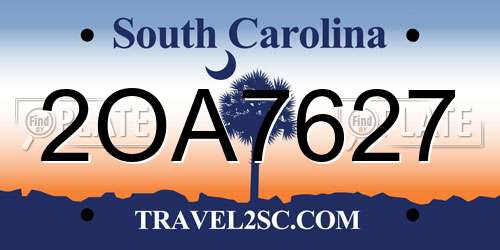 2OA7627 South Carolina License Plate