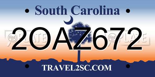 2OAZ672 South Carolina License Plate