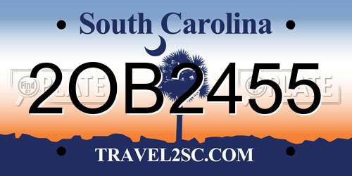 2OB2455 South Carolina License Plate