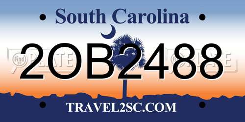 2OB2488 South Carolina License Plate