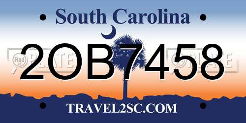 2OB7458 South Carolina License Plate
