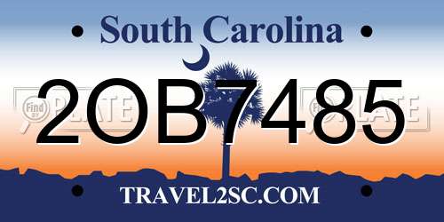 2OB7485 South Carolina License Plate