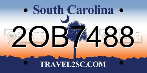 2OB7488 South Carolina License Plate