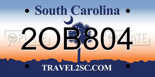 2OB804 South Carolina License Plate