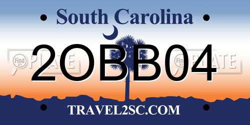 2OBB04 South Carolina License Plate